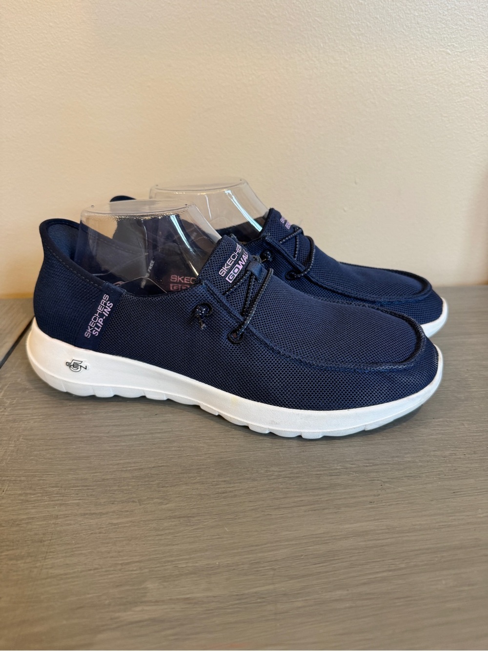 Skechers Women's Hands Free Slip-ins Go Walk Gen 5 Navy/Lavender Shoes Sz 9